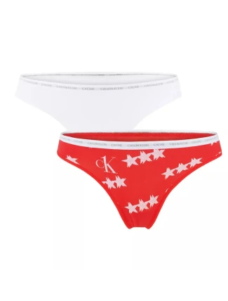 Dámske tangá 2pack QD3788E - W5H - Červená, biela - Calvin Klein Dámske tangá 2pack QD3788E - W5H - Červená, biela - Calvin Klein
