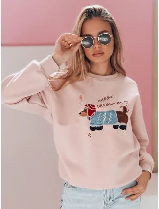 Dámska nadrozmerná mikina s výšivkou DOGSWEETY ružová FashionStreet BY1482 Dámska nadrozmerná mikina s výšivkou DOGSWEETY ružová FashionStreet BY1482