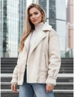FashionStreet béžová dámska bunda z ovčej kože ramones TY5245z