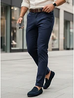 Pánske chino nohavice slim fit ležérne elegantné tmavomodré FashionStreet UX4492