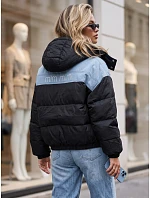 Dámska prešívaná péřová bunda s kapucňou, čierna, FashionStreet TY6087 Dámska prešívaná péřová bunda s kapucňou, čierna, FashionStreet TY6087