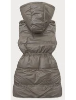 Dámska tmavobéžová jednoduchá vesta s páperím (5M3186-84) Dámska tmavobéžová jednoduchá vesta s páperím (5M3186-84)