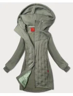 Šedo-zelená dlhá dámska mikina so stojačikom a kapucňou LHD (AMG-178) Šedo-zelená dlhá dámska mikina so stojačikom a kapucňou LHD (AMG-178)