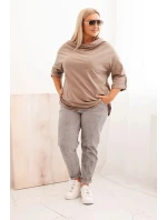 Dámske Plus veľkosť bavlnené voľné fit blúzka s vodou výstrih Fango