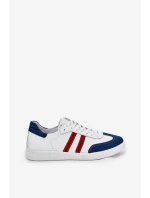 Zazoo N1068 Skórzane Niskie Sneakersy Damskie Biało-Granatowe