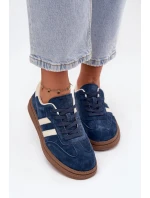 Sneakersy Damskie Zamszowe Na Platformie Granatowe Sylviona