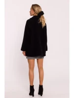 M808 Orezaná plyšová bunda - čierna