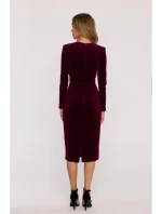 M889 Zamatové bodycon šaty - bordové M889 Zamatové bodycon šaty - bordové