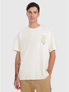 Pánske tričko oversize s potlačou 4F 4FRAW25TTSHM3220-11S