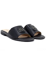 Dámske čierne kožené žabky S.Barski KV61-6019