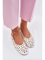 Zdobione Baleriny Na Płaskim Obcasie Białe Nilarisela