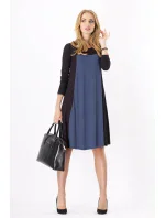 Dámske šaty voľný strih 3/4 rukáv vhodné aj pre tehotné stredne dlhé grafitové - Čierna - Beyo Dámske šaty voľný strih 3/4 rukáv vhodné aj pre tehotné stredne dlhé grafitové - Čierna - Beyo