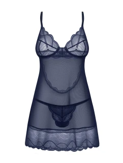 Dámska zvodná košieľka Nightly Blue Chemise tmavomodrá - Obsessive