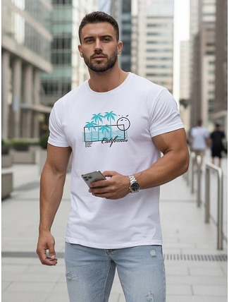 Pánske tričko s klasickou bielou potlačou FashionStreet NX5020R