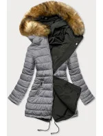 Dámska obojstranná zimná bunda army-grey (m-21508)
