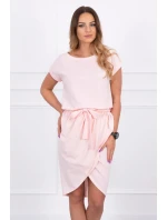 Šaty s obálkou dole púdrovo ružové