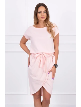 Šaty s obálkou dole púdrovo ružové