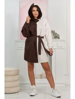 Izolovaná dvojfarebná mikina hnedá + béžová melanž