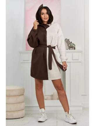 Izolovaná dvojfarebná mikina hnedá + béžová melanž