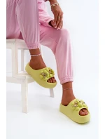 Damskie Klapki Piankowe Z Ozdobami Na Grubej Podeszwie Limonkowe Bremavia