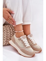Buty Sportowe Damskie Z Siateczką Na Platformie Khaki Poova