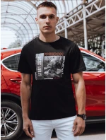 Pánske bavlnené tričko s potlačou čierne FashionStreet RX5464