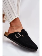 Zamszowe Klapki Chodaki Damskie Z Klamrą Big Star RR274A384 Czarne