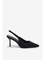 Dámske sandále na podpätku z ekologického semišu Black Kevina Dámske sandále na podpätku z ekologického semišu Black Kevina