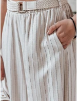 Dámske široké pruhované nohavice z viskózy SUMMERLINE beige FashionStreet UY2697 Dámske široké pruhované nohavice z viskózy SUMMERLINE beige FashionStreet UY2697