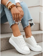 Biele dámske tenisky na hrubej podrážke zo základnej ekokože ZY1370