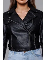 Krátka čierna bunda s golierom (11Z8039)