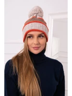 Dámska čiapka Kinga K297 beige + mocca + red