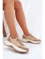 Zamszowe Sneakersy Damskie Na Platformie Big Star RR274A345 HI-POLY SYSTEM Ciemnobeżowe