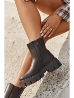 Botki Sztyblety Damskie Ocieplane Na Zamek Eko Skórzane Ciemnobrązowe Fivienne