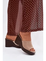 Dámské pantofle na platformě Beżowe Ravelia