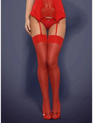 Pančuchy S800 červená - Obsessive