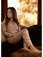 Dámske pyžamo Smile 4 482/434 Tmavobéžový vzor - Cornette
