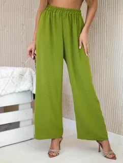 Nohavice so širokými nohavicami olivové