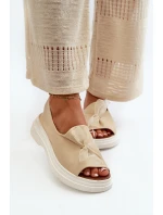Zazoo 2939 Dámske kožené sandále s mašľou Light Beige Zazoo 2939 Dámske kožené sandále s mašľou Light Beige