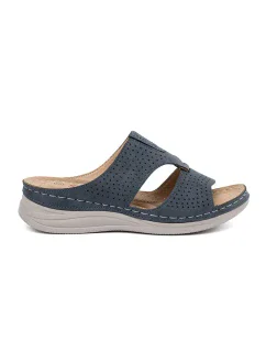 Jedinečné dámske modré ponožky na plochom podpätku