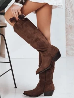 Dámske hnedé semišové kovbojské čižmy FashionStreet ZY1327 Dámske hnedé semišové kovbojské čižmy FashionStreet ZY1327