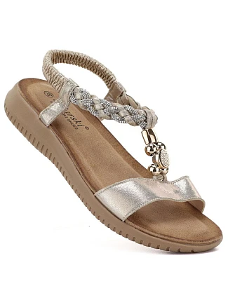 Dámske zlaté elastické sandále S.Barski KV61-6051
