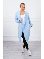 Dlhý kabát s kapucňou modrý