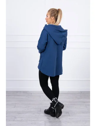 Zateplená mikina s dlhším chrbtom a vreckami z džínsoviny Zateplená mikina s dlhším chrbtom a vreckami z džínsoviny