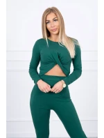 Súprava s riasením na blúzke zelenej farby