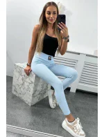 Pruhované legíny s vysokým pásom modré