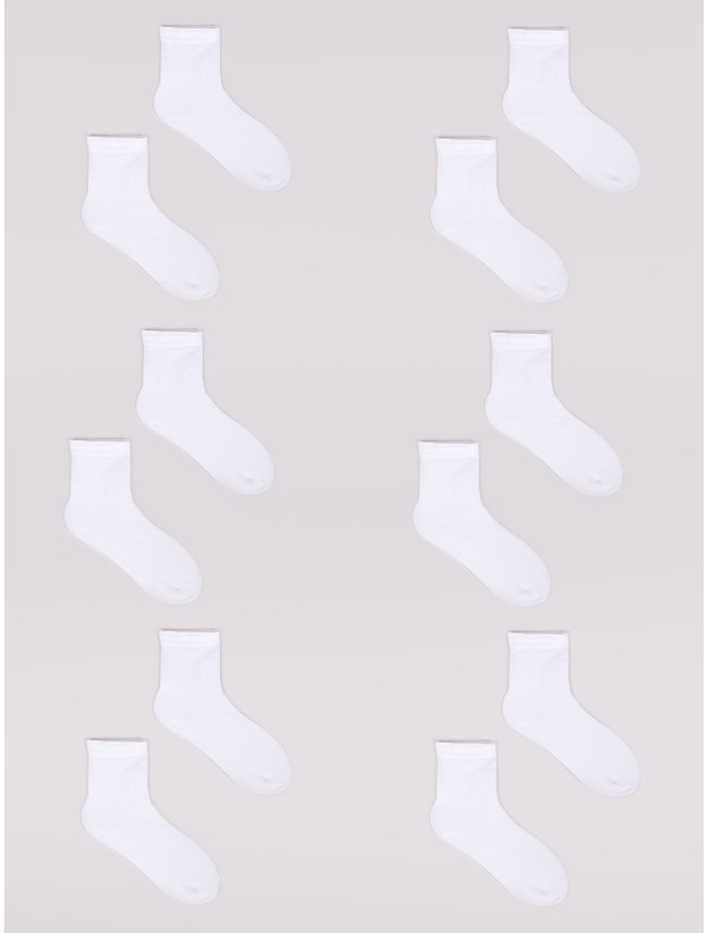 Yoclub Chlapčenské hladké biele ponožky 6-pack SKA-0056C-0100-002 White