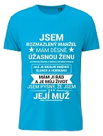 Pánske bavlnené tričko s potlačou - I AM A CUTE MAN - tyrkysové