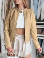 Dámska kožená bunda s kapucňou METSOUL beige FashionStreet TY4745