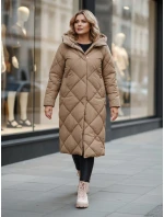 Dámska prešívaná zimná bunda s kapucňou FEMACOAT khaki FashionStreet TY5477